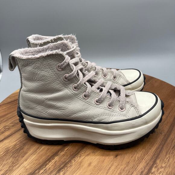 Converse Run Star Hike High Shoes Womens 5.5 Faux Fur Lining Chunky Platform - Picture 1 of 8
